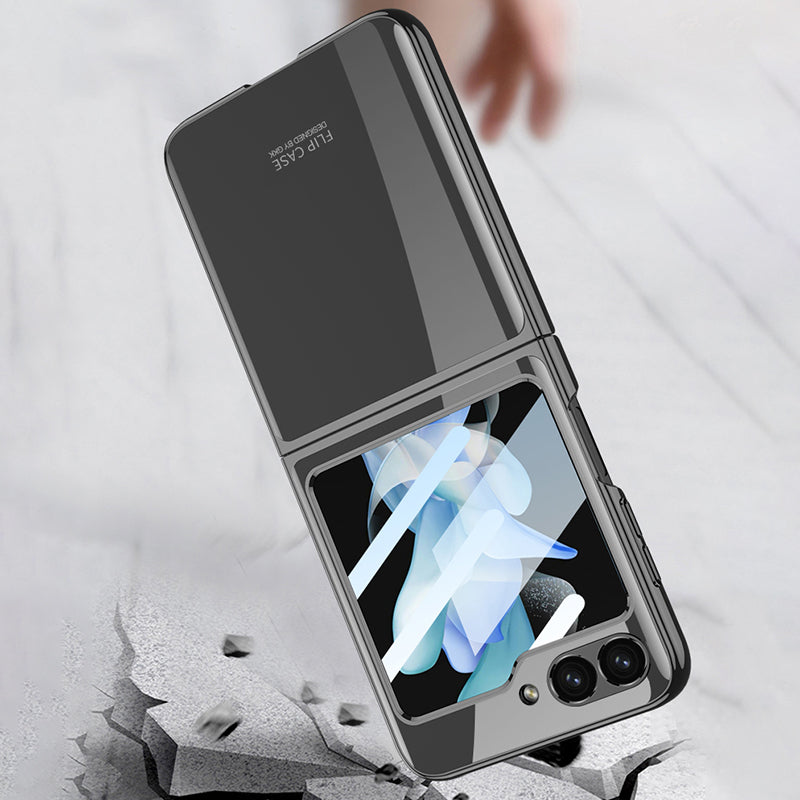 GKK For Samsung Galaxy Z Flip6 5G Electroplating PC Phone Shell with Front Screen Film - Transparent GKK For Samsung Galaxy Z Flip6 5G Electroplating PC Phone Shell with Front Screen Film - Transparent